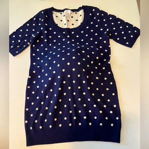 Motherhood maternity S blue‎ & white polka dot Sweater dress Short sleeve